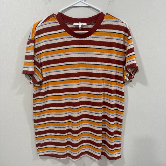 Frame Denim Red and Orange Short Sleeve Tees Size Medium EUC - Picture 1 of 9